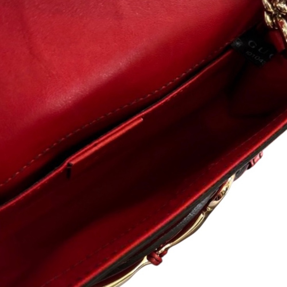 Gucci Red Leather Crossbody with Tassel and Silver Hardware Horsebit - Picture 4 of 5